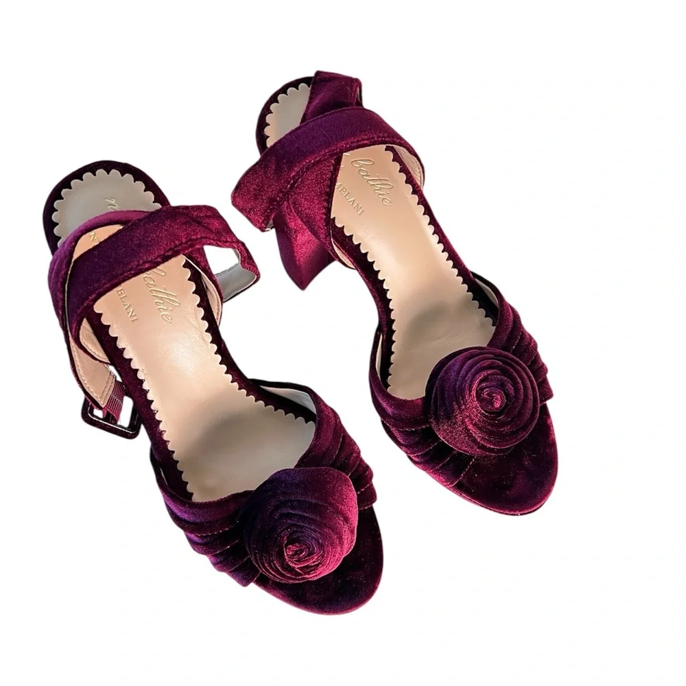 Antonio‎ Melani x Nicola Bathie Emilia Velvet Burgundy Platform Sandals 9M